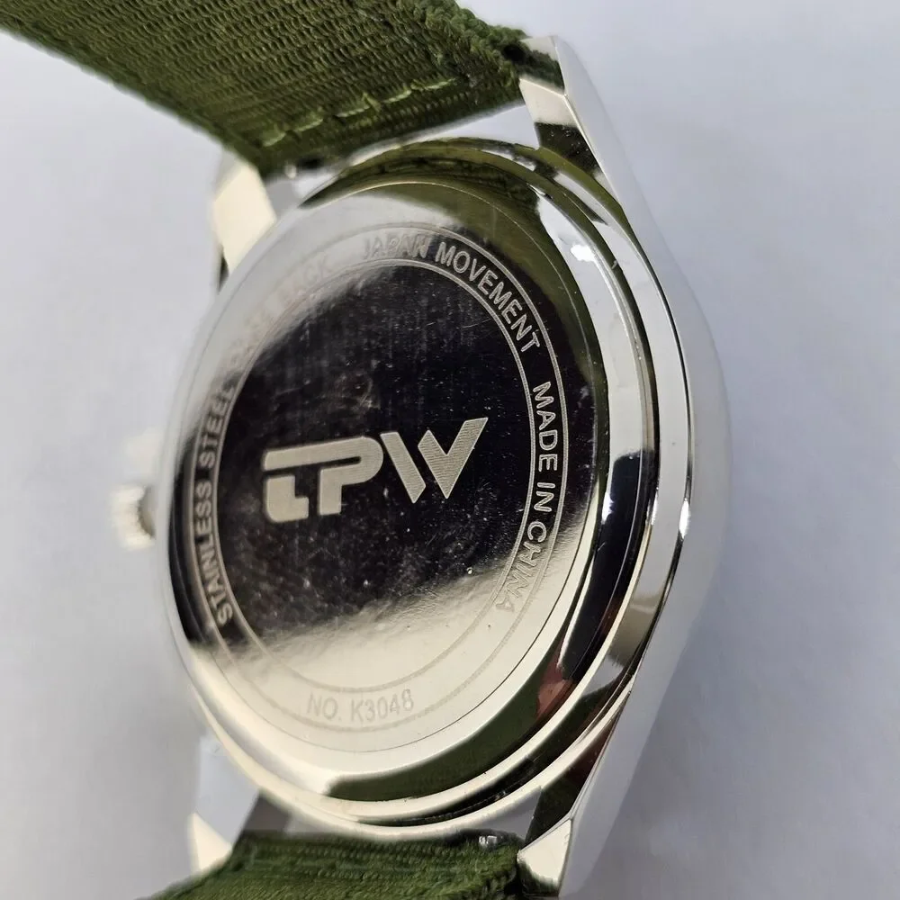 Men's‎ Field Watch 42MM Large Gray Case Black Dial Army Green Canvas Band Straps